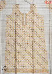 Royal Beige Kadhi Tussar Silk Dress Material