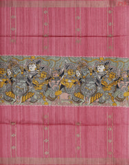 Olive Grey & Dark Pink Kadhi Tussar Silk Saree