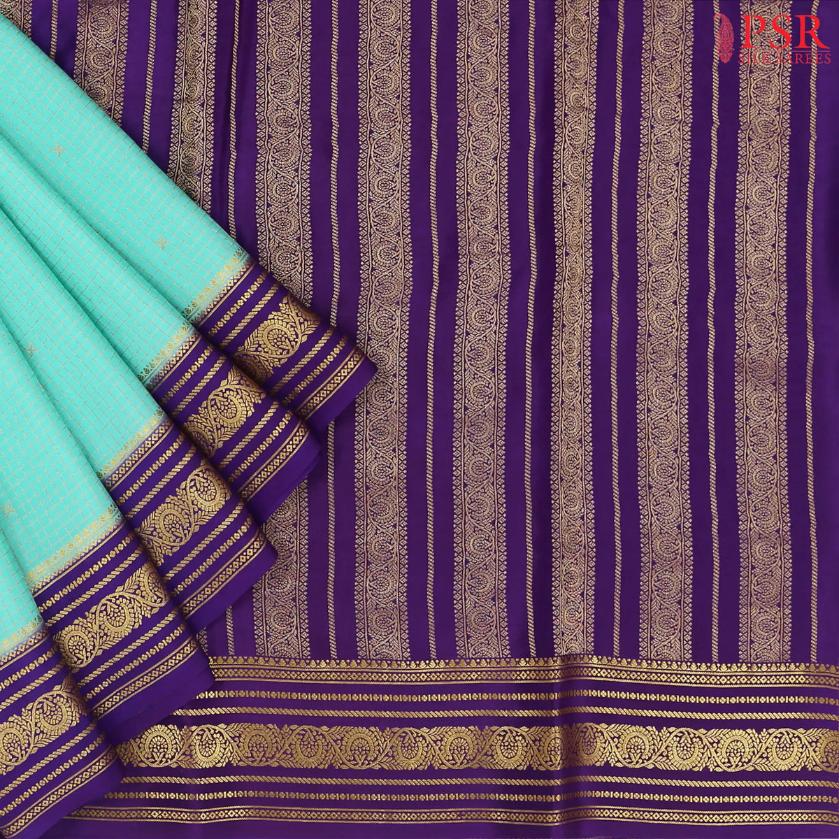 Turquoise Blue Mysore Silk Saree