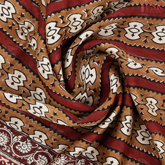 Brown & Maroon Printed Jaipur Cotton Saree