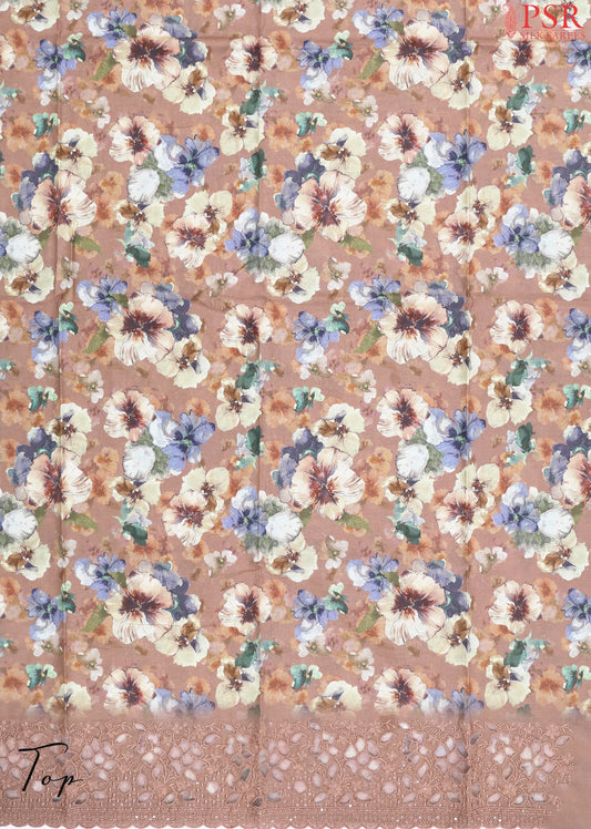 Dusty Peach Cotton Dress Material