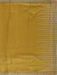 Mustard Yellow Crepe Laser Embroidery Saree