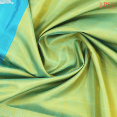 Cyan Blue & Yellow Green Kanchipuram Half & Half Silk Saree