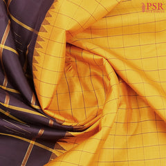 Amber Yellow & Brown Kanchipuram Silk Saree