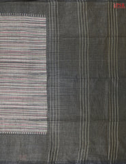 Multicolor Stripes and Charcoal Grey Semi Moonga Saree