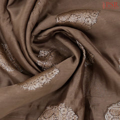 Taupe Brown Chanderi Silk Cotton Saree