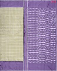 Light Olive Grey Pochampally Silk Ikat Saree