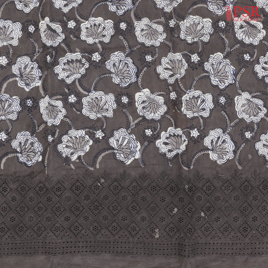 Dark Taupe Grey Hacoba Embroidery Running Material