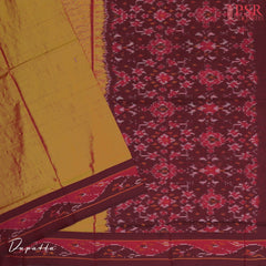 Redwood Brown & Mustard Pochampally Silk Cotton Dress Material