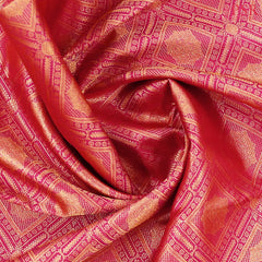 Cerise Pink Kanchipuram Jacquard Silk Saree