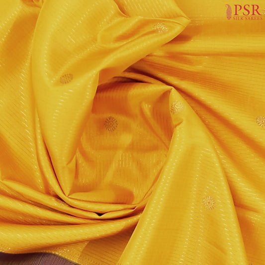 Amber Yellow Kanchipuram Silk Saree