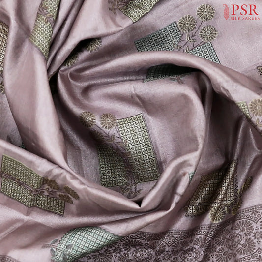Dusty Lavender Banaras Tussar Silk Saree
