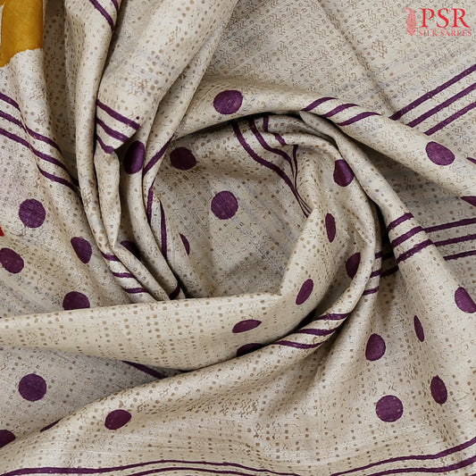 Beige Kadhi Tussar Silk Saree
