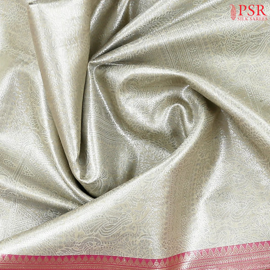 Silver White Tissue Art Silk Saree