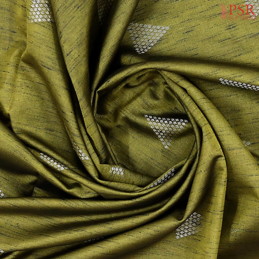Olive Green Jute Art Silk Saree