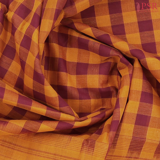 Maroon & Mustard Orange Kanchi Cotton Saree