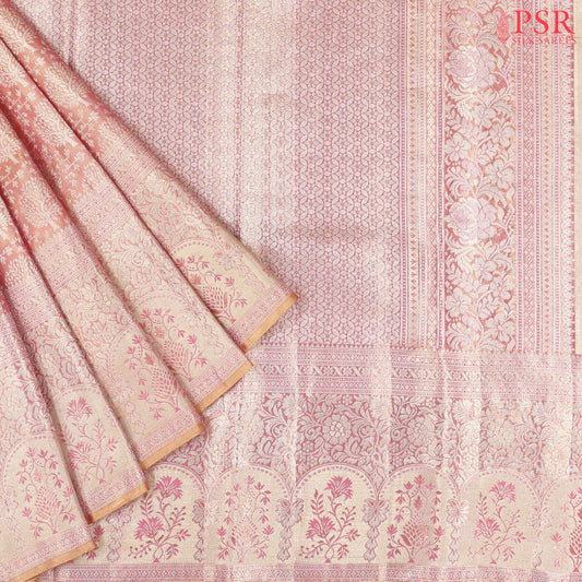 Pastel Pink Kanchipuram Jacquard Tissue Silk Saree