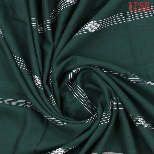 Dark Green Byloom Cotton Saree