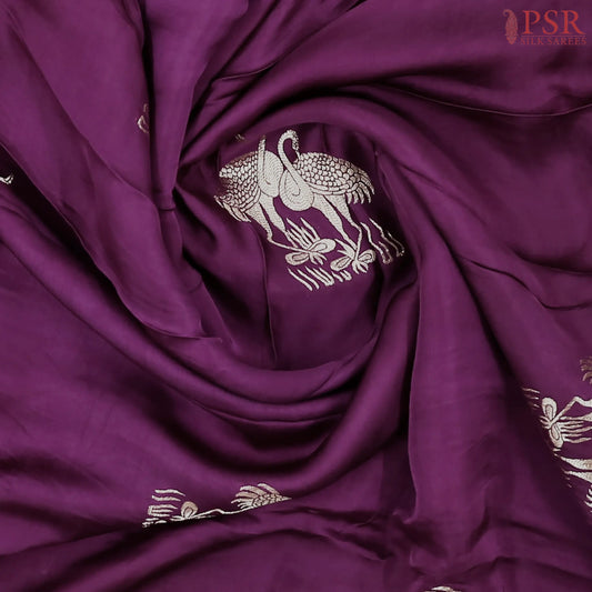 Burgundy Banarasi Habutai Satin Saree