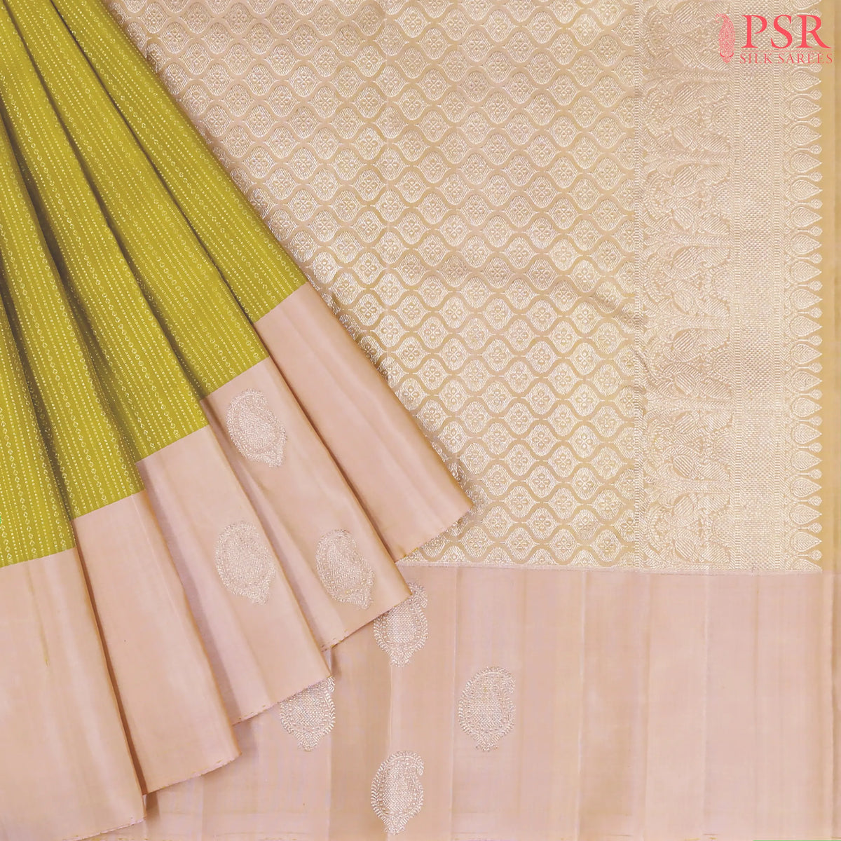 Dark Olive Yellow Kanchipuram Silk Saree
