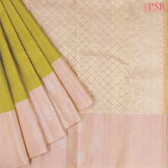 Dark Olive Yellow Kanchipuram Silk Saree