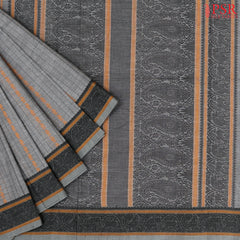 Dark Grey Kalakshetra Kovai Cotton Saree