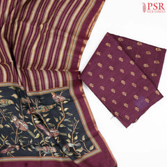 Dark Jam Purple Tussar Silk Dress Material