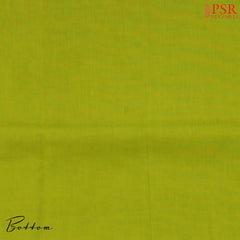Off White & Green Chanderi Dress Material