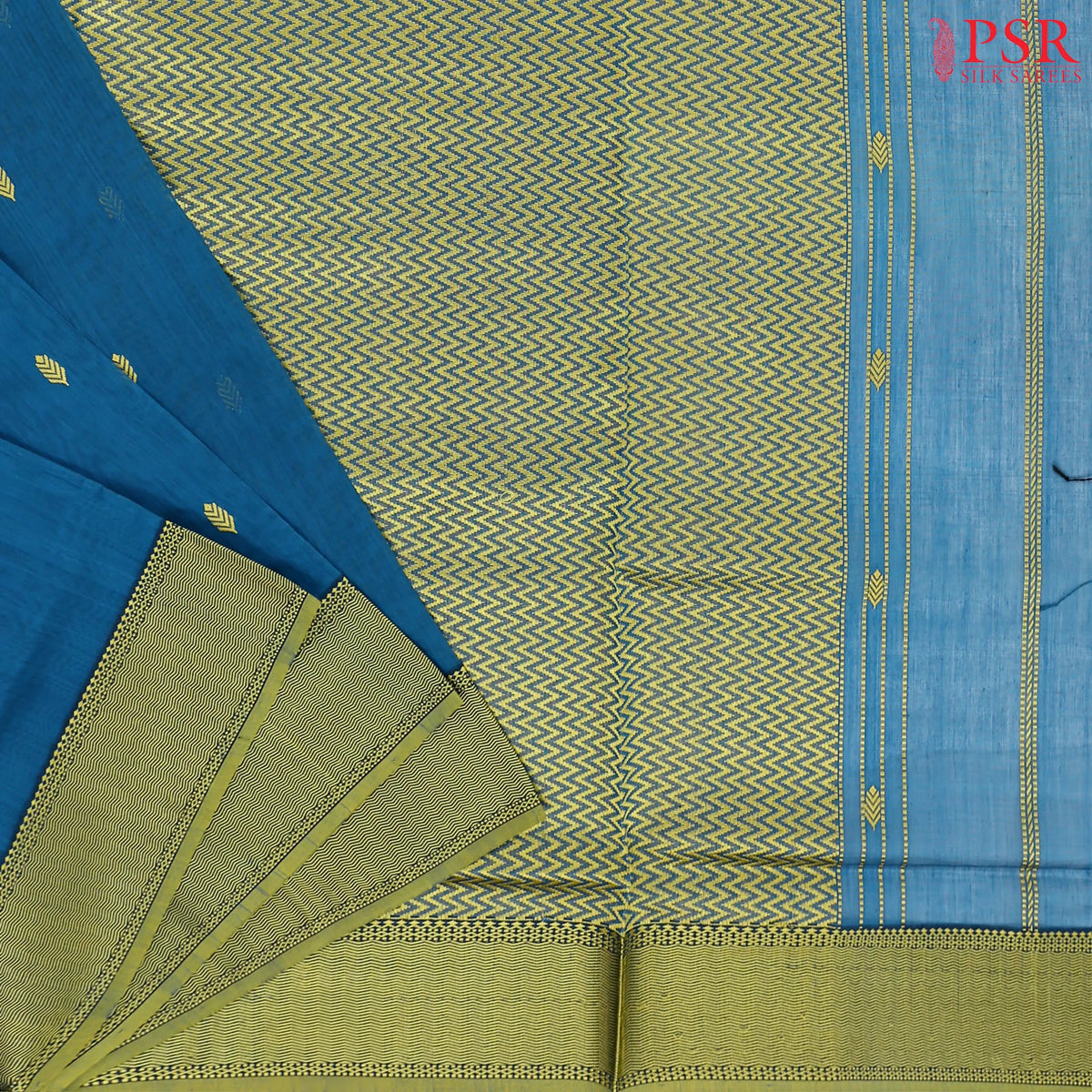 Peacock Blue Maheshwari Silk Cotton Saree