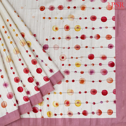Pearl Beige Semi Tussar Saree