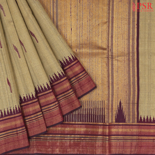 Chickoo Ghicha Kadhi Tussar Silk Saree