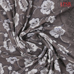 Dark Taupe Grey Hacoba Embroidery Running Material