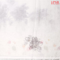 Floral White Pure Linen Embroidery Saree