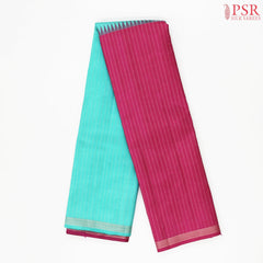 Raspberry Pink & Tiffany Blue Kanchipuram Half & Half Silk Saree