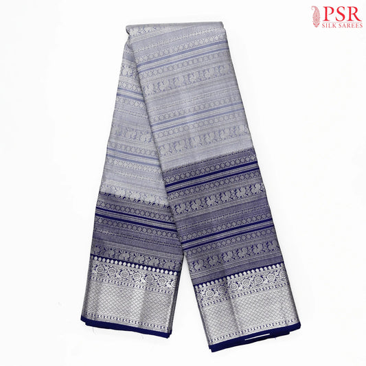 Cool Grey Kanchipuram Jacquard Silk Saree