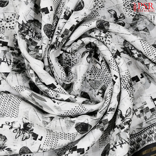 Black & White Modal Silk Saree