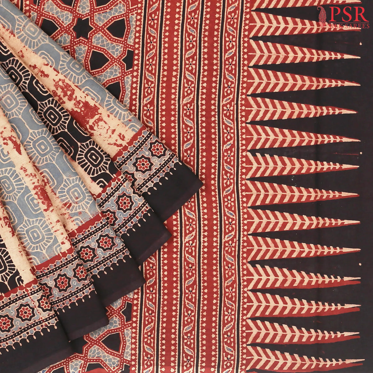 Tricolor Jaipur Cotton Printed Saree