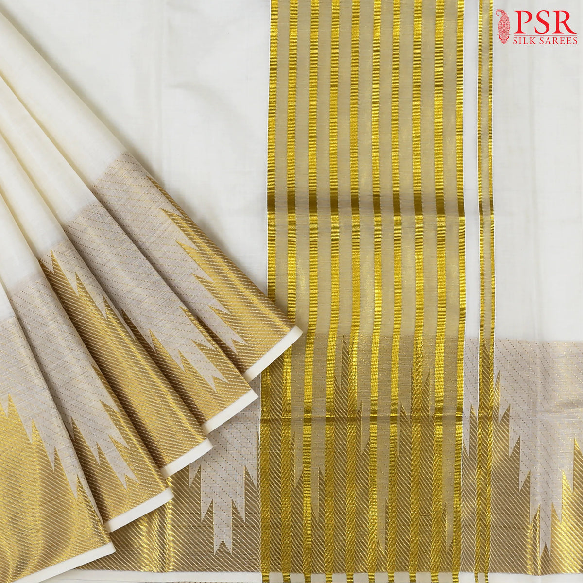 Cream Beige Kerala Cotton Saree