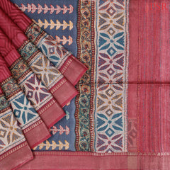 Crimson Kadhi Tussar Silk Saree