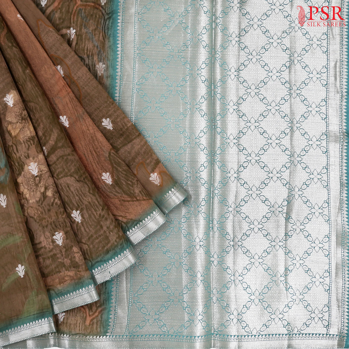 Brown Chiniya Silk Saree