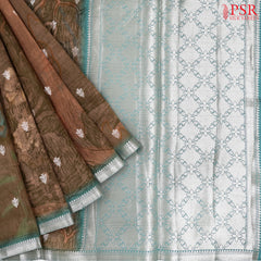 Brown Chiniya Silk Saree