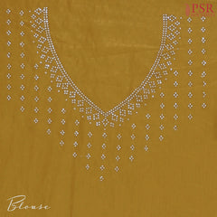 Mustard Yellow Crepe Laser Embroidery Saree