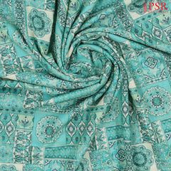 Persian Green Linen Print Running Material