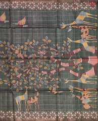 Dark Ebony Green Kadhi Tussar Silk Saree