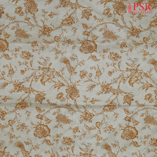 Beige Semi Tassar Print Running Material