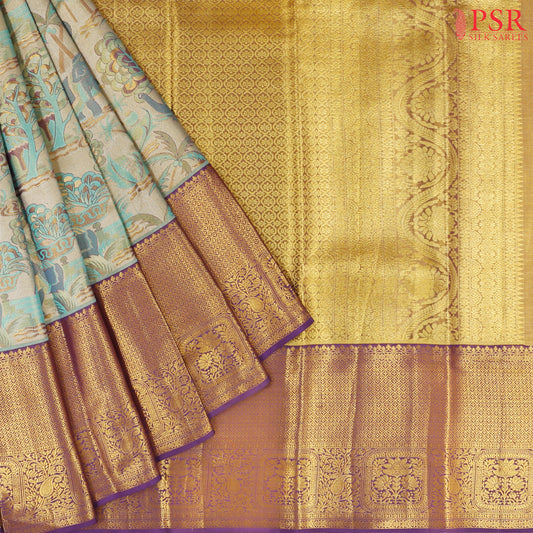 Sea Green Tissue Kanchipuram Silk Saree