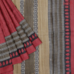 Scarlet Sage Kadhi Tussar Silk Saree