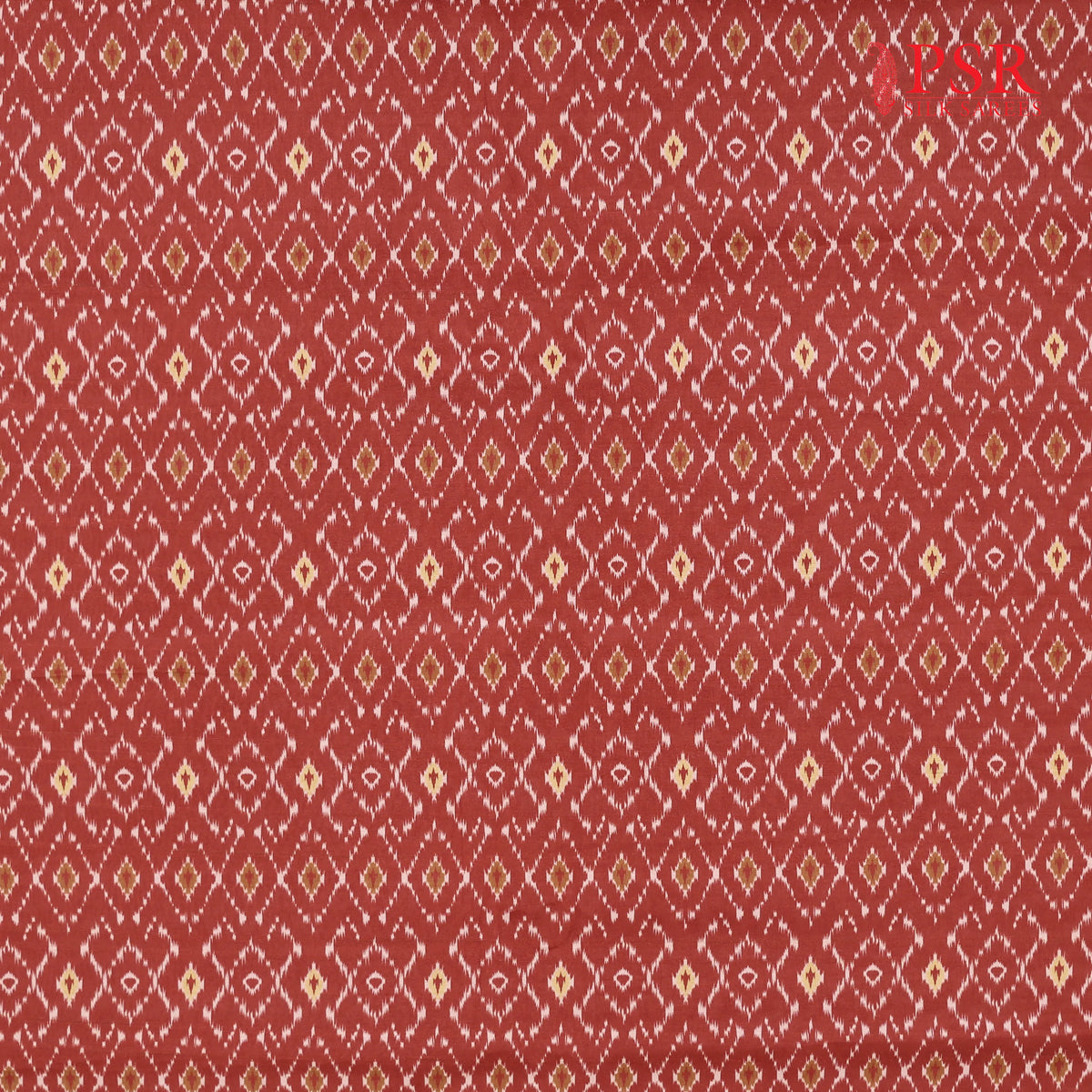 Brick Red Semi Tassar Ikkat Print Running Material