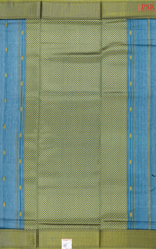 Peacock Blue Maheshwari Silk Cotton Saree