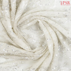 Pearl White Organza Laser Embroidery Saree